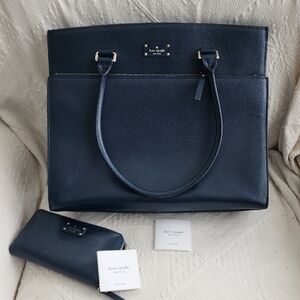 Kate Spade Navy Tote Bag and Wallet Set